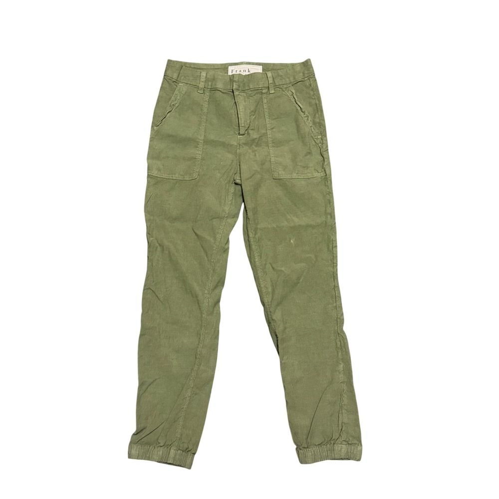Frank & Eileen Jameson Army Green Cotton Linen Utility Jogger Pants Size 2